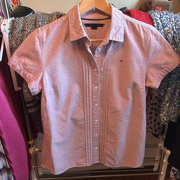 Tommy Hilfiger VGUC light purple button down short sleeved blouse, cotton. - Picture 3 of 16